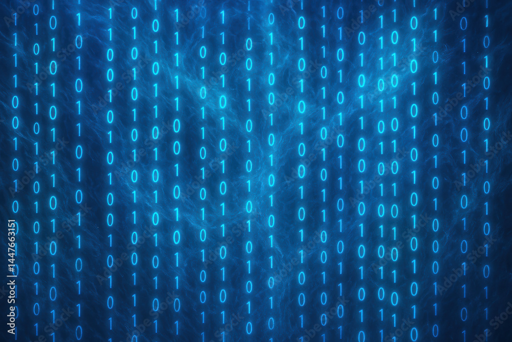 Poster this blue abstract background visualizes continuous data streams symbolizing innovation and strategy