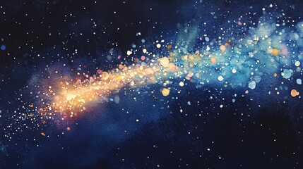 Fototapeta premium A Beautiful Shooting Star Leaving Trails of Soft Watercolor Dust