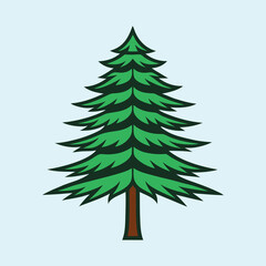 Stylized Evergreen Tree Against a Light Blue Background for Nature Designs