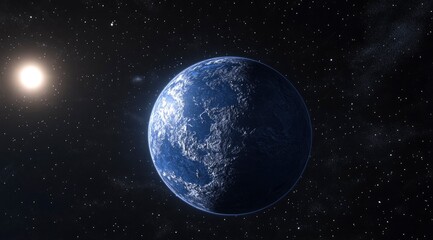 Obraz premium Cosmic Planet: Serene Blue Orb in Starry Night