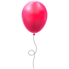 Realistic Glossy Pink Helium Balloon Isolated on Transparent Background for Party and Celebration Design