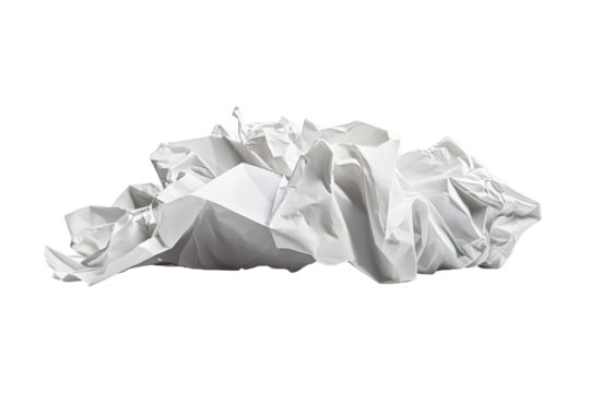 Crumpled paper element to add depth on transparent white background