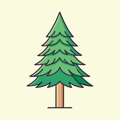 Simple cartoon evergreen tree with green needles and brown trunk illustration