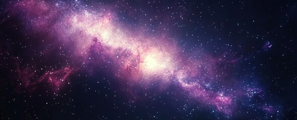 Fototapeta premium Cosmic Nebula: A Serene Purple Galaxy Panorama