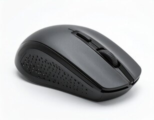 Black Wireless Computer Mouse On White Background