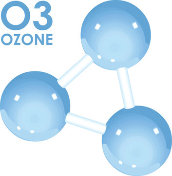 Mol&eacute;cule d'ozone sur fond blanc