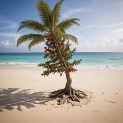 palm tree on the beach, palm trees on the beach, tropical beach with palm trees