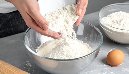 Fototapeta premium Flour Being Poured Into Bowl