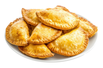 Delicious empanadas on a plate isolated on white background perfect for menus or food blog visuals