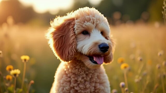 Close-Up Portrait of a Well-Groomed Standard Breed of Canine Companion Outdoors