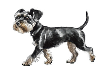 Miniature schnauzer dog in motion perfect for dog training brochures pet shops or animal shelter designs