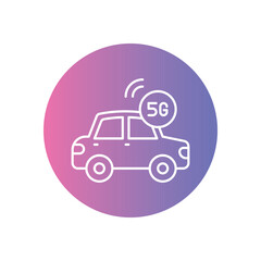 Self-Driving Car with 5G Icon vector stock illustration