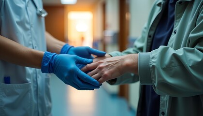 Nurse's Week - Healthcare Worker Comforting Patient in Hospital Hallway  