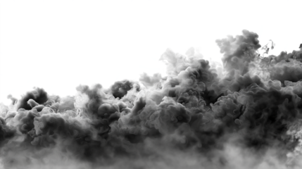 Dense dark smoke billowing isolated on white transparent background