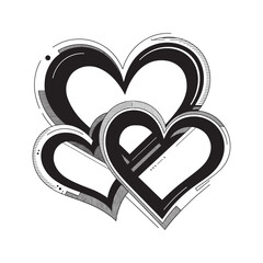 Hearts Shapes Icons, Vector hand-drawn childlike doodle heart icon set.