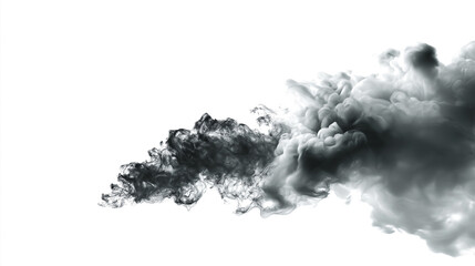  dynamic plume of dark smoke isolated on white transparent background