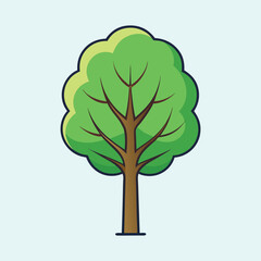 Simple and stylized tree illustration against a light blue background scene