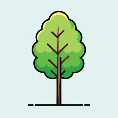 Stylized Flat Vector Tree Illustration with Green Canopy and Brown Trunk