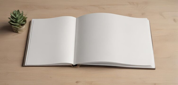 Vertical photo album mockup, minimalist design, blank pages for customization ,  mockup,  simple,  cream