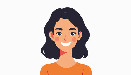 Smiling female character in orange shirt, promoting professional positivity