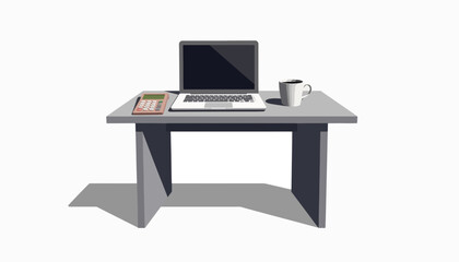 Minimalist finance workspace featuring laptop and coffee, productivity