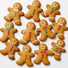 Naklejka premium A selection of gingerbread men isolated on white