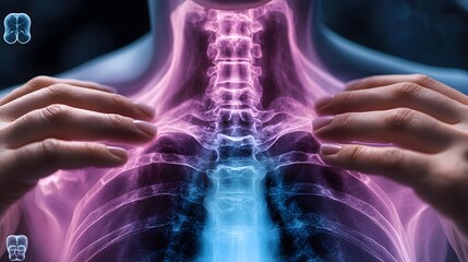 Human Body Xray with Hands on Chest