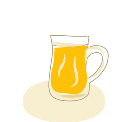 Hot-Herbal-Drink in-Glass-Mug Vector Illustration