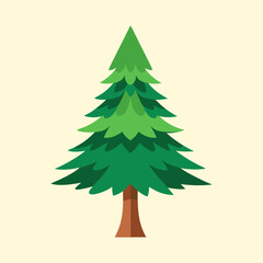 Stylized green fir tree with a brown trunk on a light background