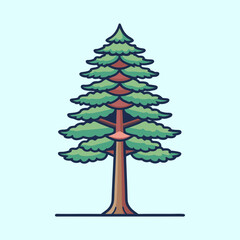 Stylized evergreen tree with layered branches and a simple light background