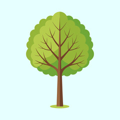 Minimalist Green Tree Illustration on Light Blue Background Depicting Nature