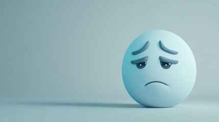 Sad emoji sphere on light blue background