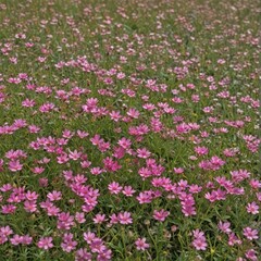 Obraz premium Delicate pink wildflowers carpet a sun-drenched meadow , peaceful, nature, landscape