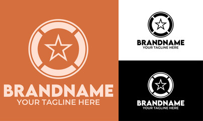Star badge logo design template for sports team security brand or military inspired identity