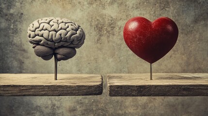 A visual representation of balance between heart and brain, reflecting emotional regulation and harmony within oneself.