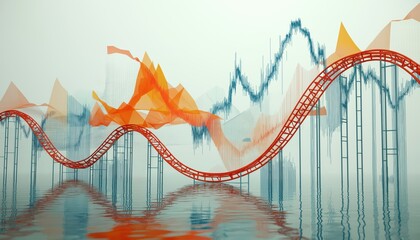 Corporate Satire Stock Market Roller Coaster with Volatile Financial Graphs
