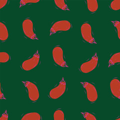 Vegetables seamless hand drawn vector pattern with vibrant color combination