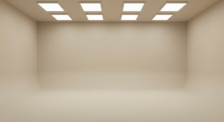 Empty Beige Room with Lighting