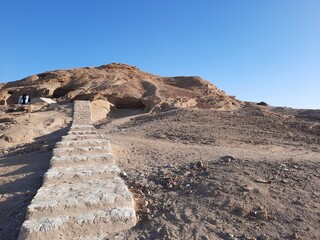  The mountains surrounding the historic ruins of Madyan Shuaib offer a stunning view. Madyan Shuaib is an archaeological site in the Al Bad Governorate of the Tabuk region in Saudi Arabia.
