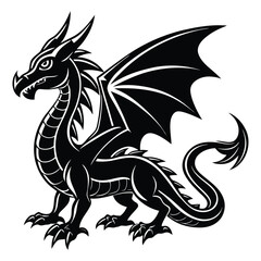 Obraz premium Silhouette of a dragon isolated on white background