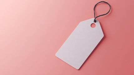 Blank price tag on pink background