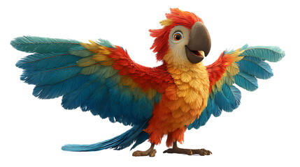 Fototapeta premium Colorful parrot with vibrant feathers spreading wings.