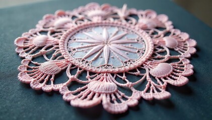 Obraz premium Intricate floral lace doily, delicate threads , romantic, crochet, thread