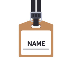 Blank Name Tag Illustration_Employee ID Badge_Conference Pass_Event Access_Identification Card on Lanyard_Corporate Identity_Personnel Information_Staff Recognition_Visitor Management