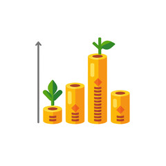 Growing Investments_Financial Growth_Savings and Investment_Plant Growing from Coins_Financial Planning_Investment Strategies_Wealth Management_Financial Success_Compound Interest_Growth Chart