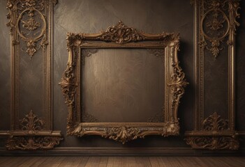 Intricate frames, opulent damask backdrop; aged texture ,  background,  luxurious,  graphic