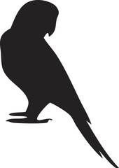 parrot silhouette graphic on white, great for logo design, wildlife branding, and exotic bird themes.