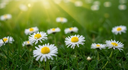 Daisy Flower in Green Grass Field Under Sunlight