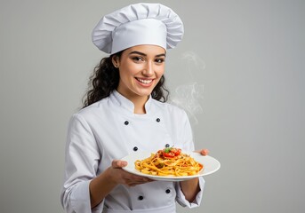 Passionate Chef Presenting Delicious Pasta Dish A Culinary Delight