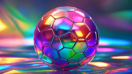 Fototapeta premium Vibrant iridescent ball with glossy segmented pattern